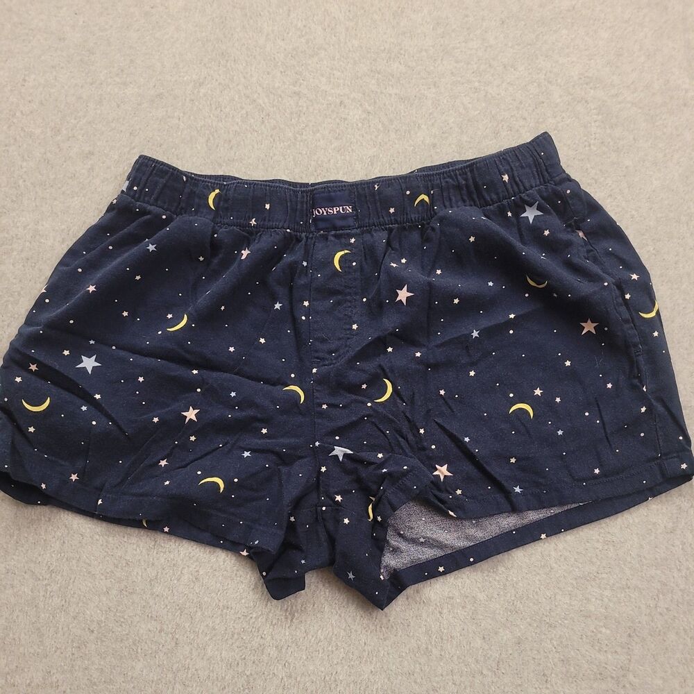 JOYSPUN LADIES NAVY CELESTIAL PRINT WOVEN ELASTIC WAIST PJ SHORTS SIZE SMALL